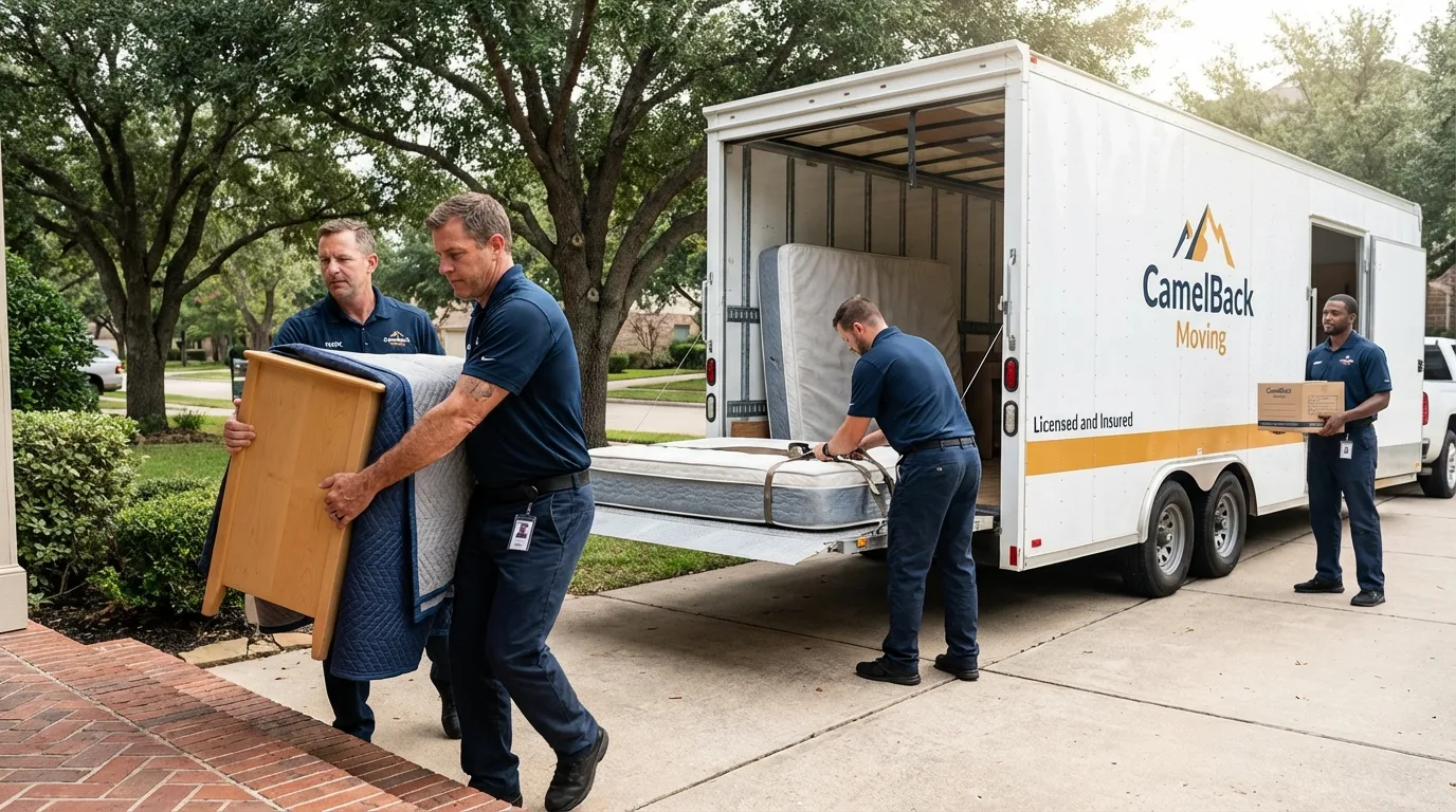Crew loading residential truck for cross-state move from Gleason, TN