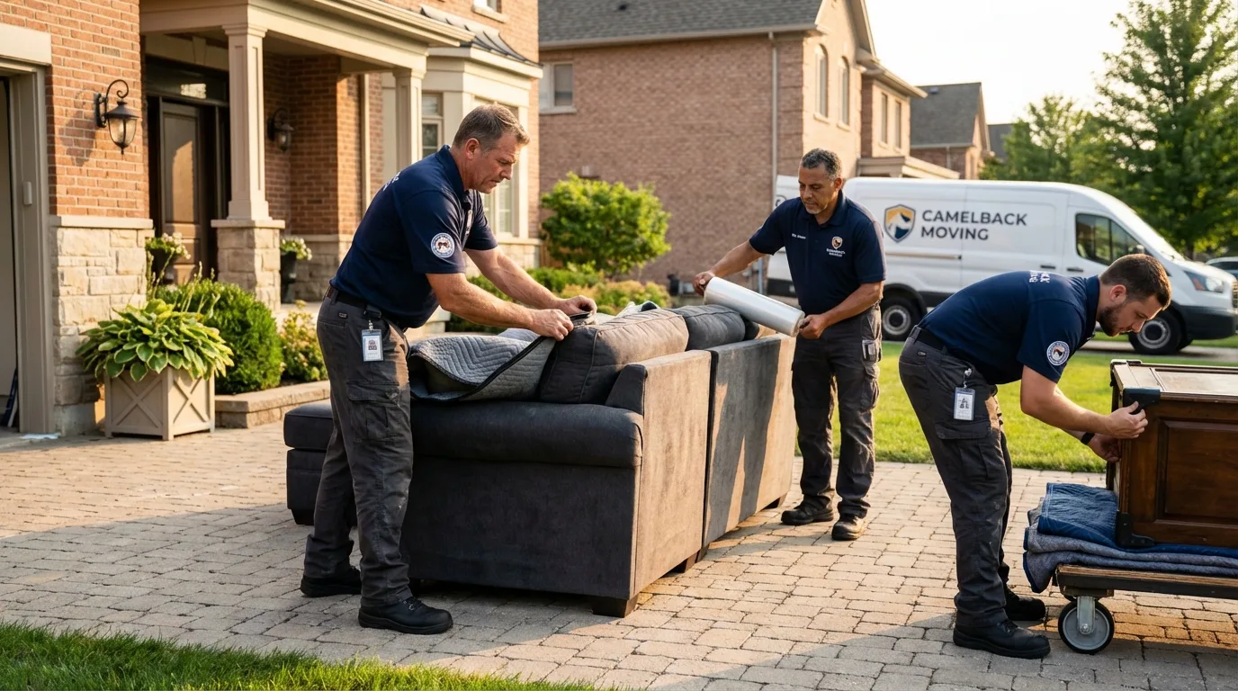 Large estate moving crew wrapping furniture in Gleason, TN